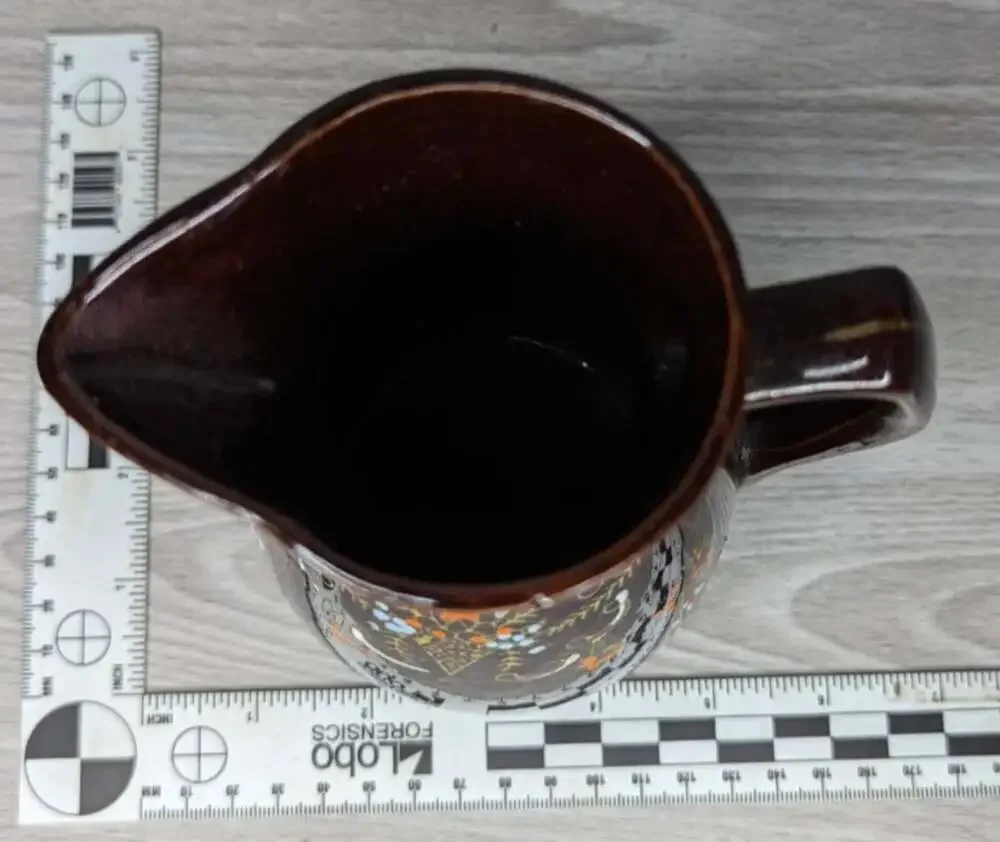 Vintage Moriage Red Wear Hand Painted Brown Glazed Decorative Pitcher 6.5